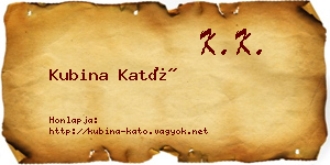 Kubina Kató névjegykártya